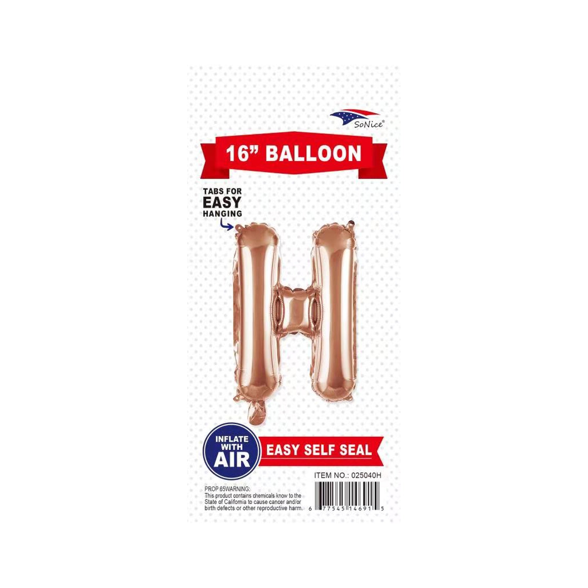 16"Foil Balloon H Rose Gold